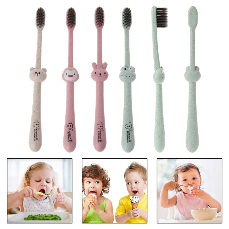 Bàn Chải Đánh Răng Sợi Lúa Mì Tự Nhiên Kiểu Hoạt Hình Đáng Yêu Cho Bé Sơ Sinh