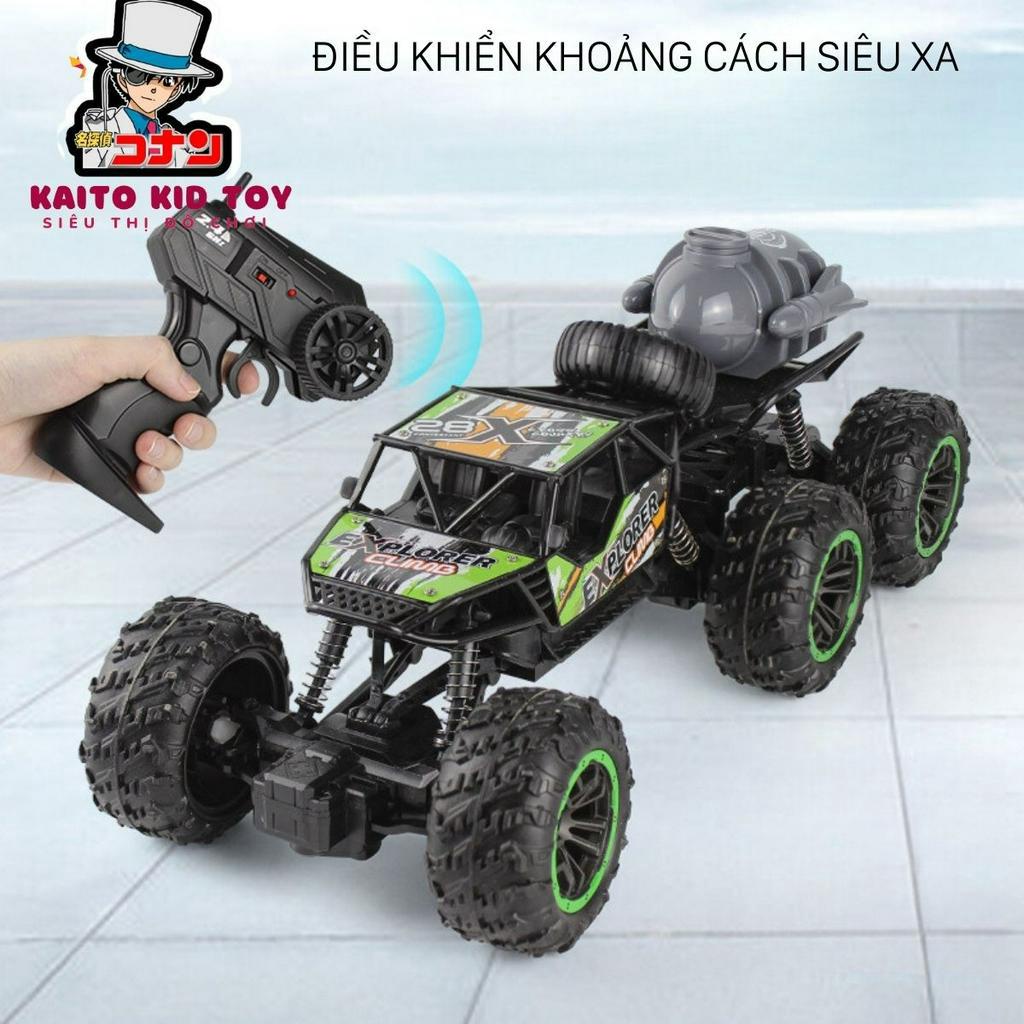 Xe địa hình điều khiển từ xa 6 bánh, ô tô điều khiển từ xa pin sạc phun khói cao cấp, siêu xe địa hình leo núi 2 cầu