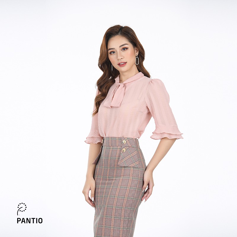 Chân váy dài chất liệu vải tuytsi dáng ôm đính cúc hoạ tiết sọc caro FJD5814 - PANTIO | BigBuy360 - bigbuy360.vn