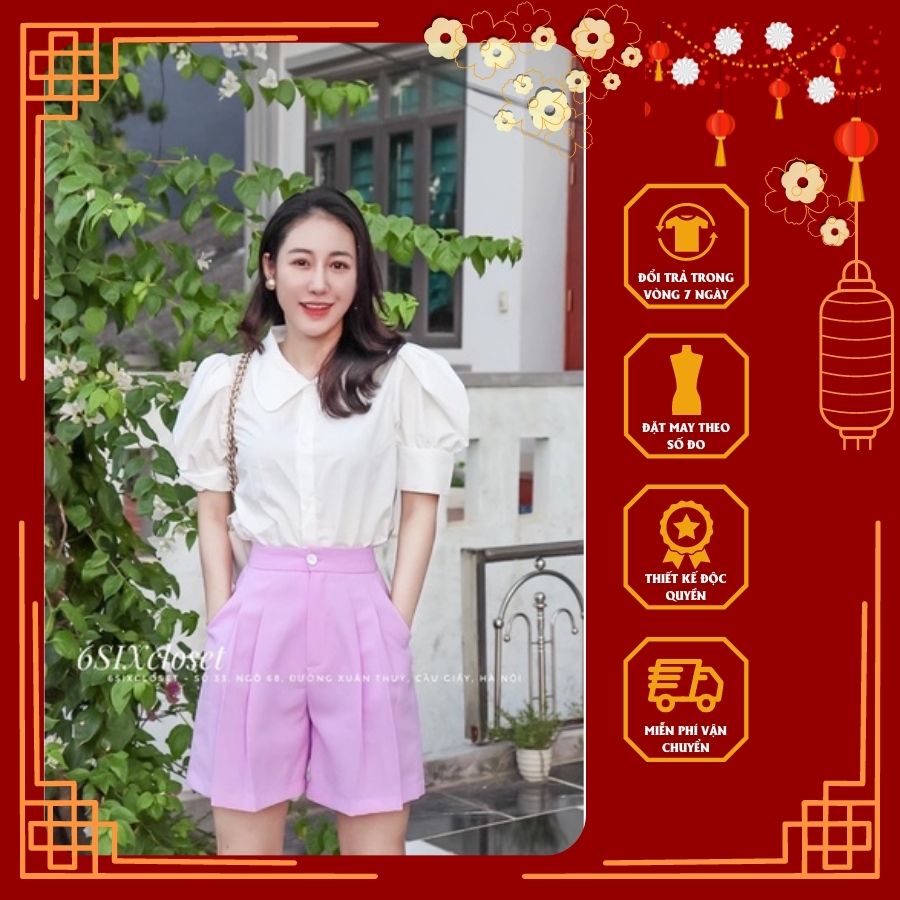 Quần shorts nữ  trơn  thời trang công sở 6SIX closet