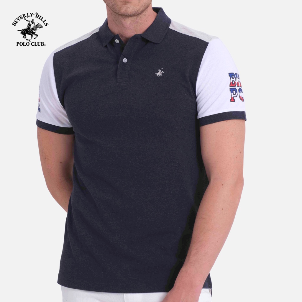 Beverly Hills Polo Club - Áo polo Ngắn tay Nam Slimfit Xanh melange đậm DBM- BHPC PMSSS20TL069