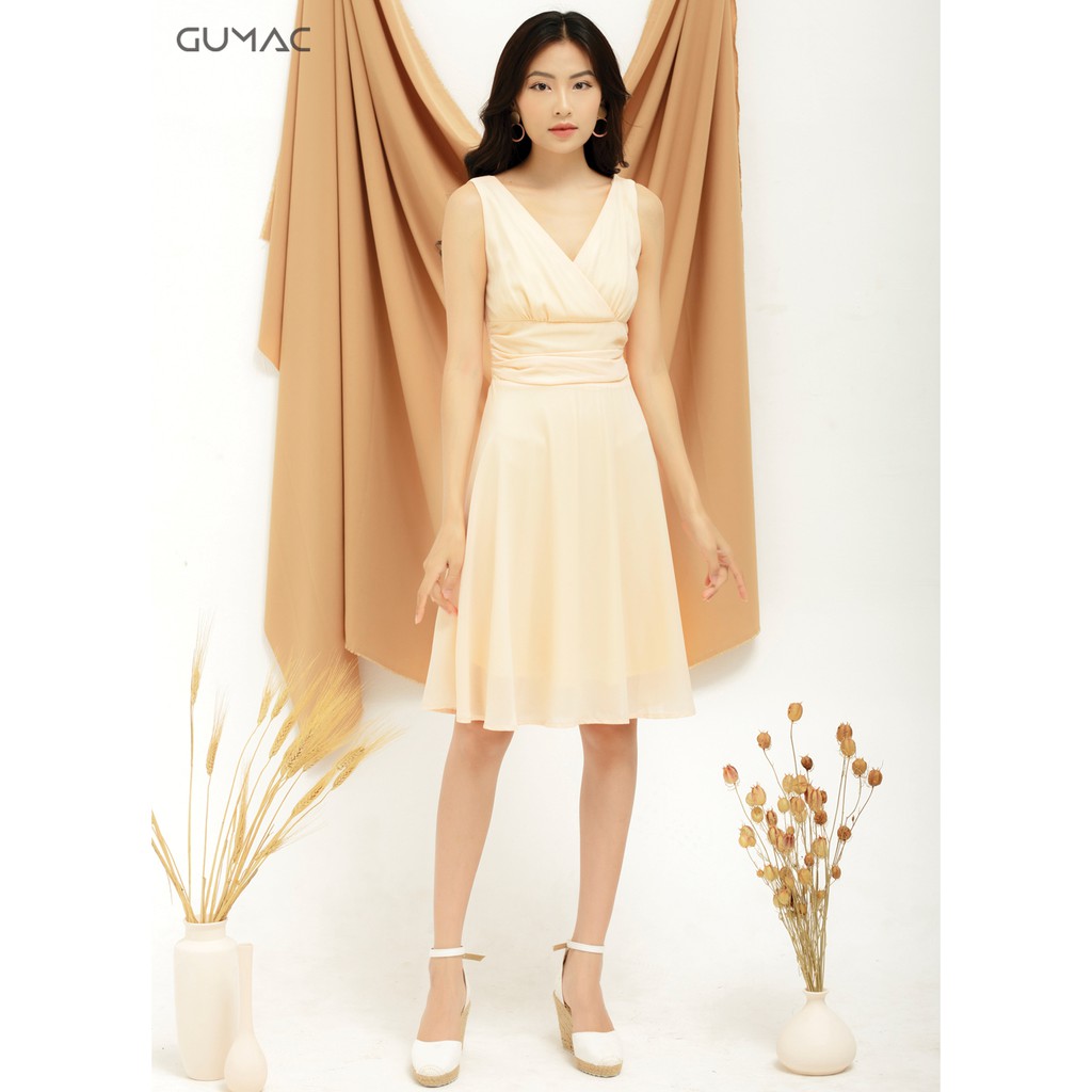 Đầm nhún eo sát nách GUMAC MS09932_KEM
