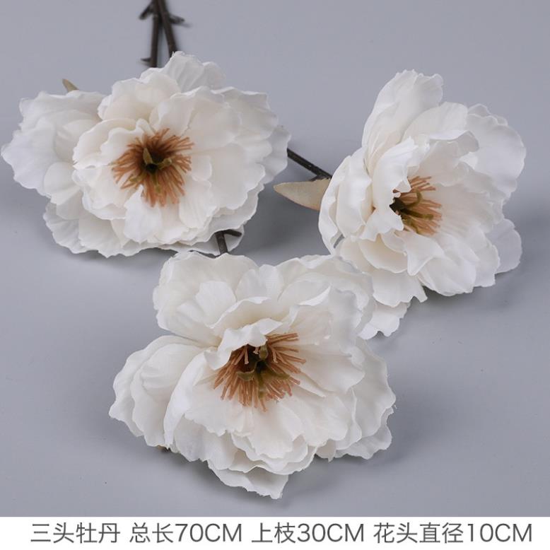 Hoa mẫu đơn lụa giả 2 bông 1 nụ cỡ lớn trang trí nhà cửa sang trọng EMA gối êm cho người việt