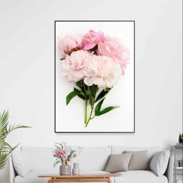 Tranh canvas hoa mẫu đơn 50x70 giá đã bao gồm khung viền