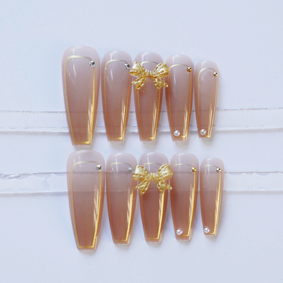 bộ 24 móng tay giả đính nơ thiết kế sang chảnh Jojo Z182 móng giả nailbox rẻ đẹp thời trang độc lạ kèm keo tự