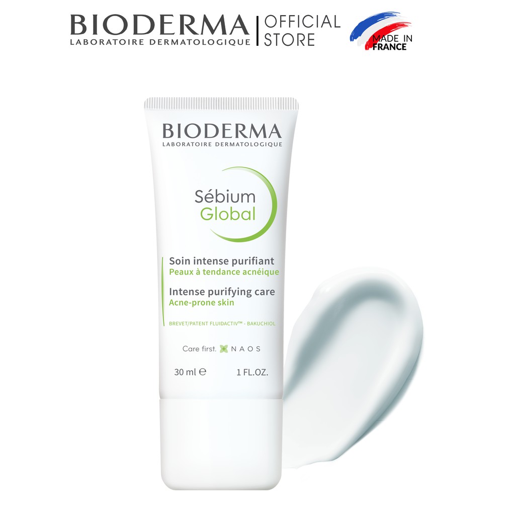 Bộ đôi gel rửa mặt cho da hỗn hợp và da dầu  Bioderma Sebium Gel Moussant 200ml và kem dưỡng giảm mụn Global 30ml