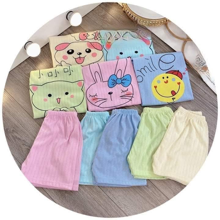 Đồ bộ cotton giấy Cộc Tay Cho Bé Trai Bé Gái mặc nhẹ Mềm Mát  Quần Áo Trẻ Em Cho Bé Sơ Sinh 3kg Đến 15kg KIMI CT01.