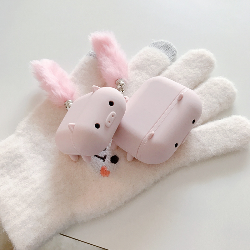 Soft Case Bahan Silikon Bentuk pink pig Untuk Airpods 1/2 AirPods pro case | BigBuy360 - bigbuy360.vn