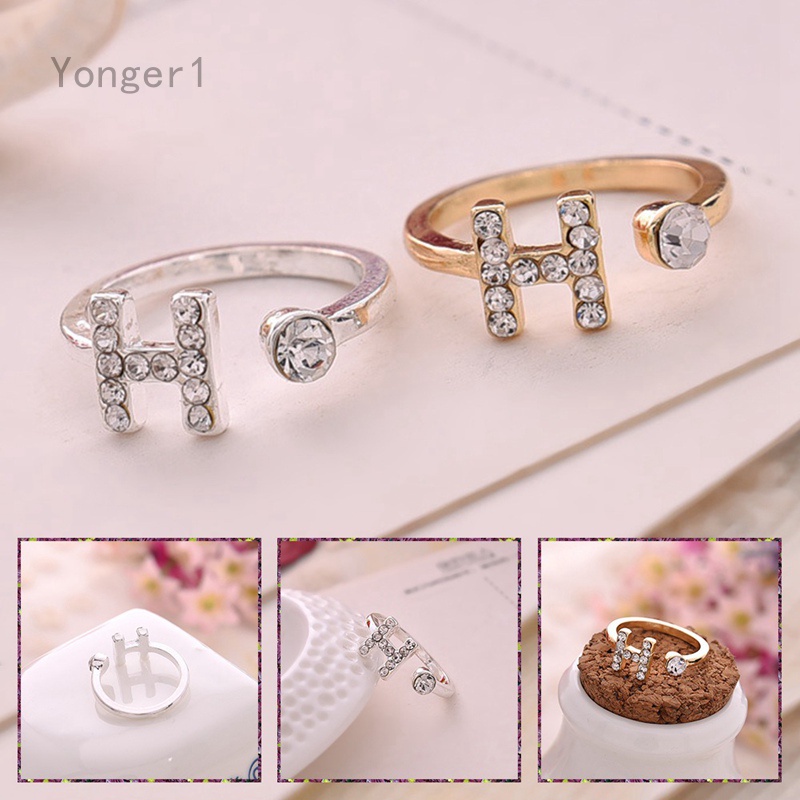 Nhẫn Chữ H Đính Đá Thời Trang Cho Nữ