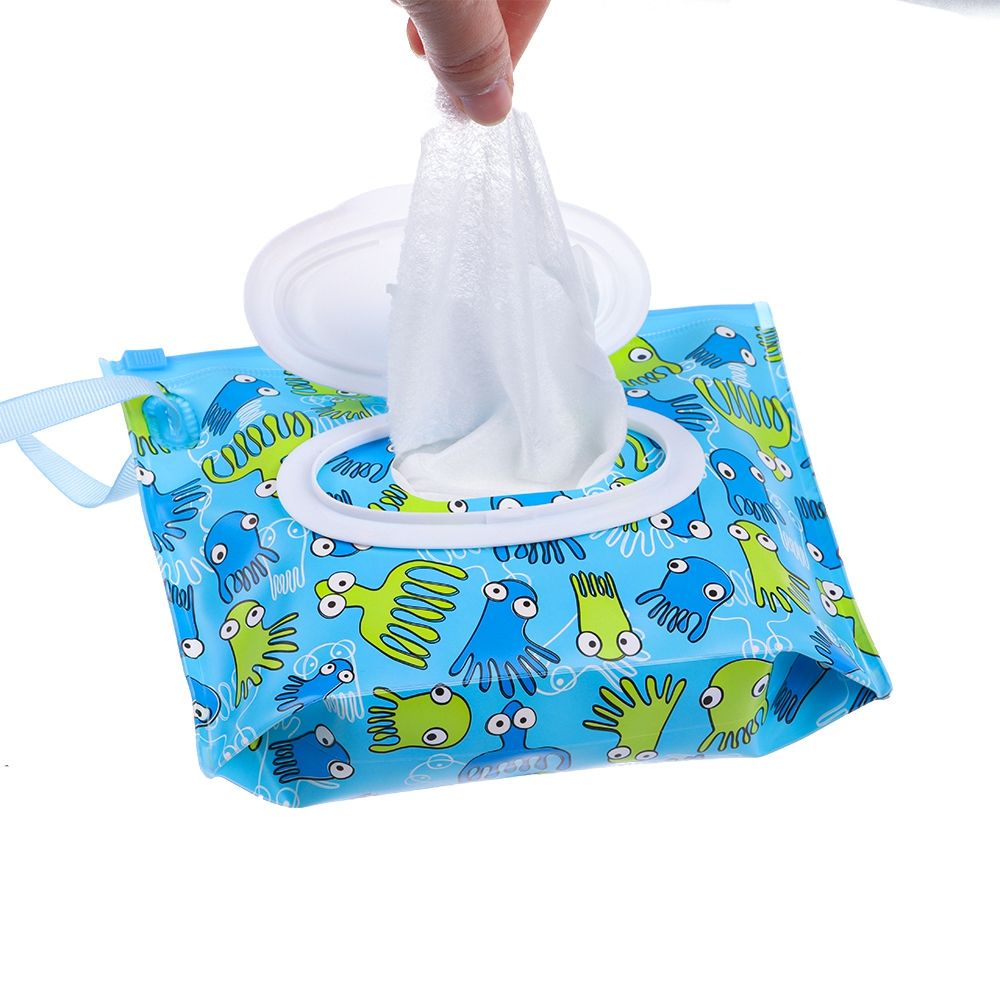 Túi đựng khăn giấy ướt gọn nhẹ hình hoạt hình đáng yêu có thể tái sử dụng thân thiện với môi trường