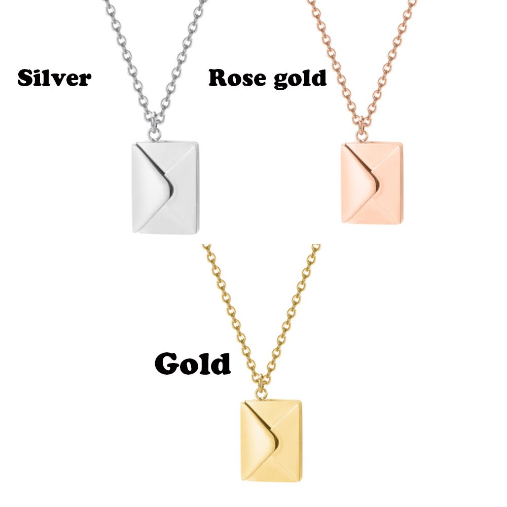 Vòng cổ Mặt Hình Phong Thư Khắc Chữ Love Phong Cách Thời Trang