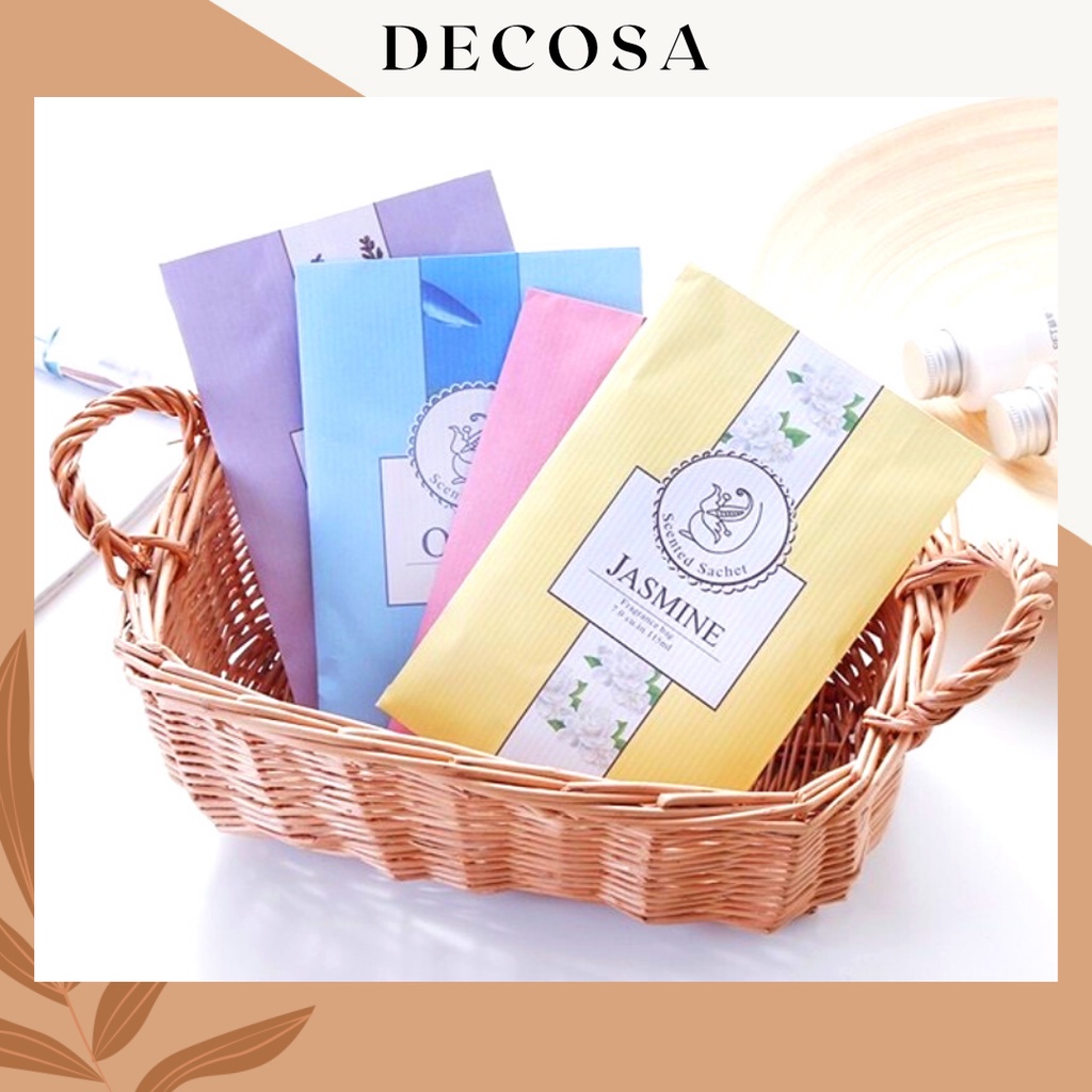 Combo 5 túi thơm tinh dầu thảo mộc tự nhiên treo tủ quần áo DECOSA