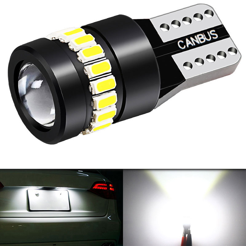 Set 2 đèn LED tín hiệu T10 18SMD 3014 Canbus 12V 6000K cho xe hơi