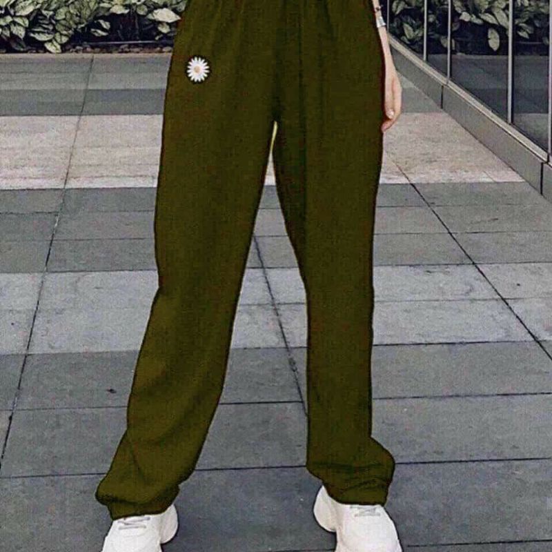 Quần Baggy Nam Kaki Ống Suông thêu hoa unisex