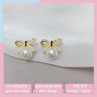 Bông tai chuôi bạc 925 hình nơ xinh cho nữ - khuyên tai chụp ảnh cưới, cô dâu phong cách nhẹ nhàng