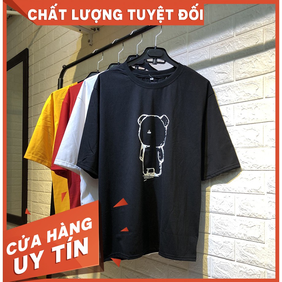 [Ảnh thật] Áo thun tay lỡ cotton Bear [ áo thun tay lỡ unisex nam nữ đều mặc được]