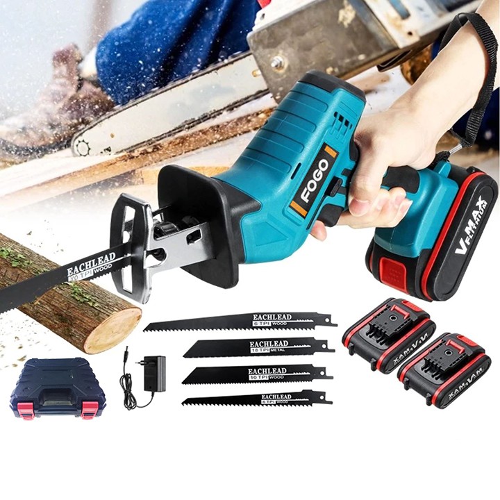 Máy cưa kiếm pin Fogo 28V (2 pin 1 sạc) Full box Tặng 4 lưỡi cưa