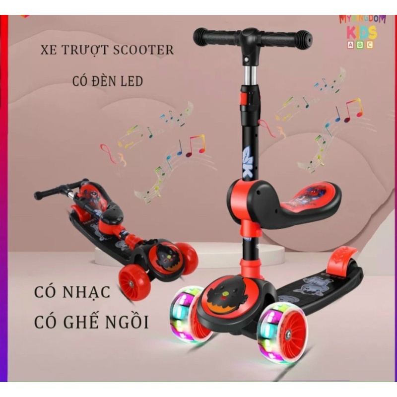 xe Scoter nhạc đèn có ghế ngồi cho bé