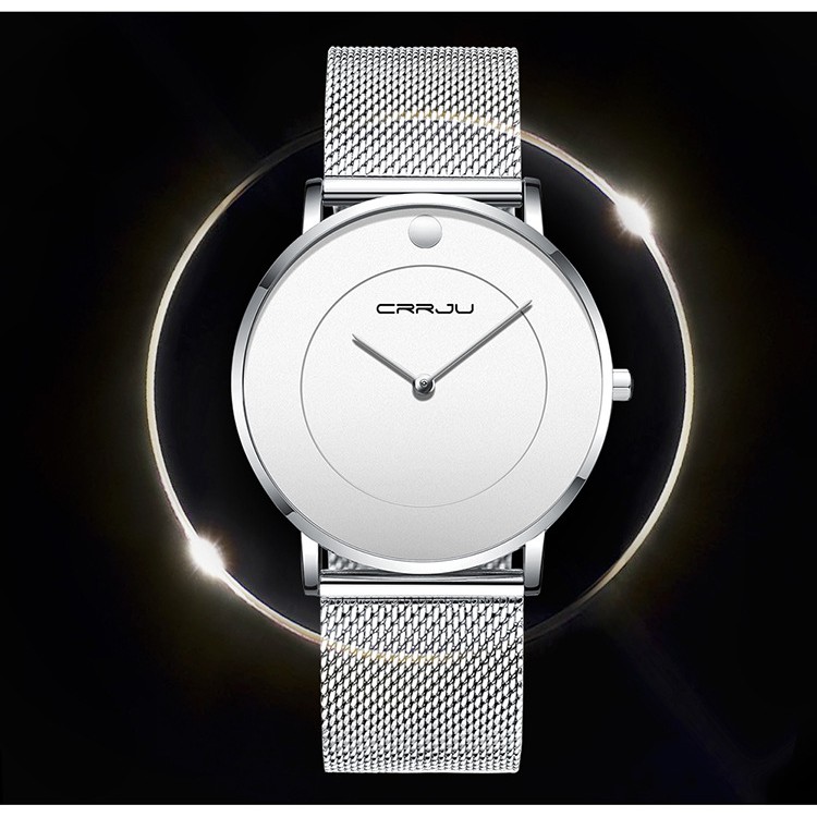Đồng hồ thạch anh Crrju chất liệu thép không gỉ chống thấm nước thiết kế đơn giản