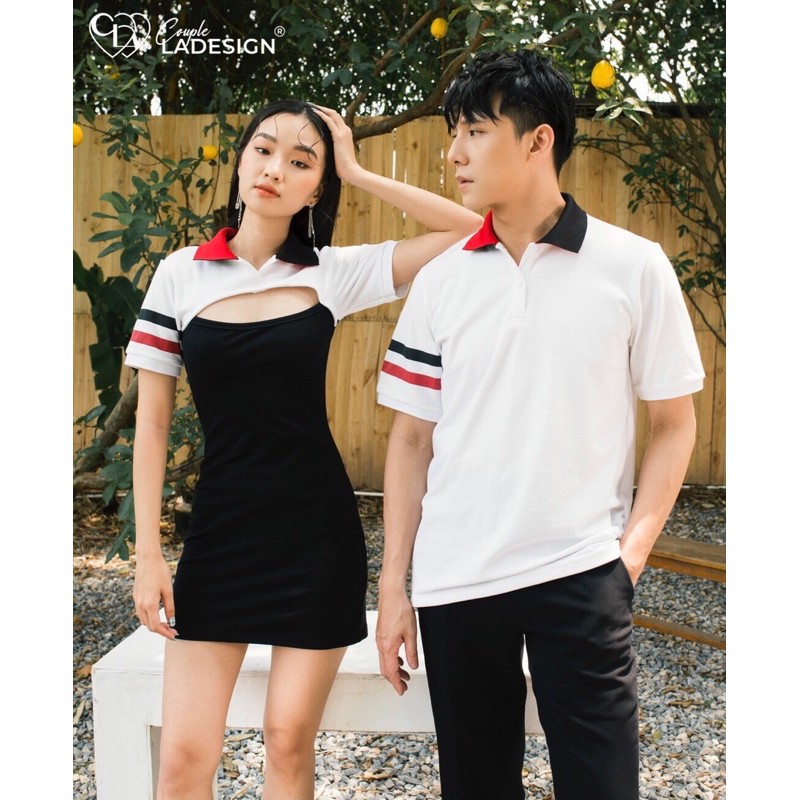 Áo đôi nam nữ CoupleLADESIGN váy đầm áo polo Couple năng động thiết kế Andrea Dress x Samson Polo Shirt