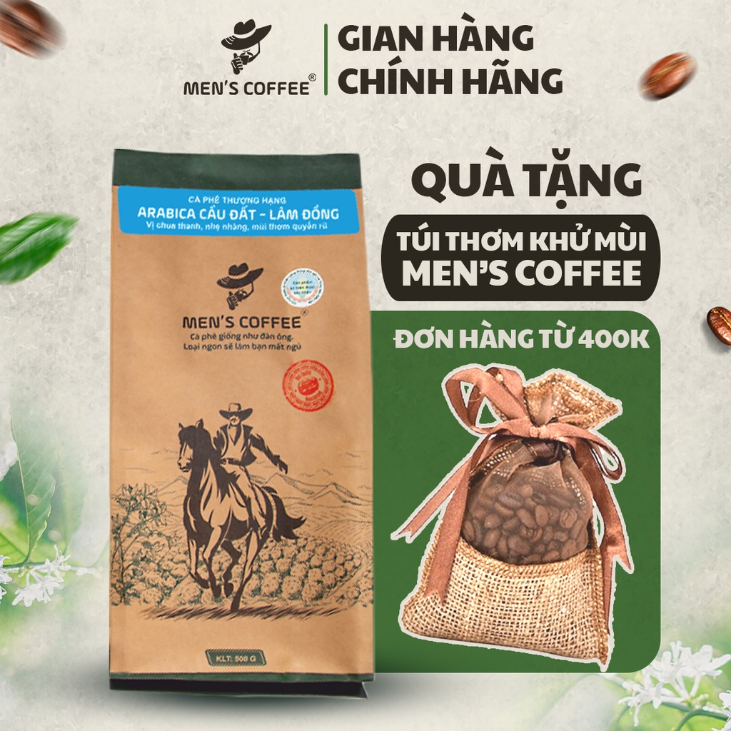 Cà Phê Arabica Cầu Đất Men's Coffee Nguyên Chất 100% Vị Chua Thanh Hương Thơm Quyến Rũ - 500gr/Gói