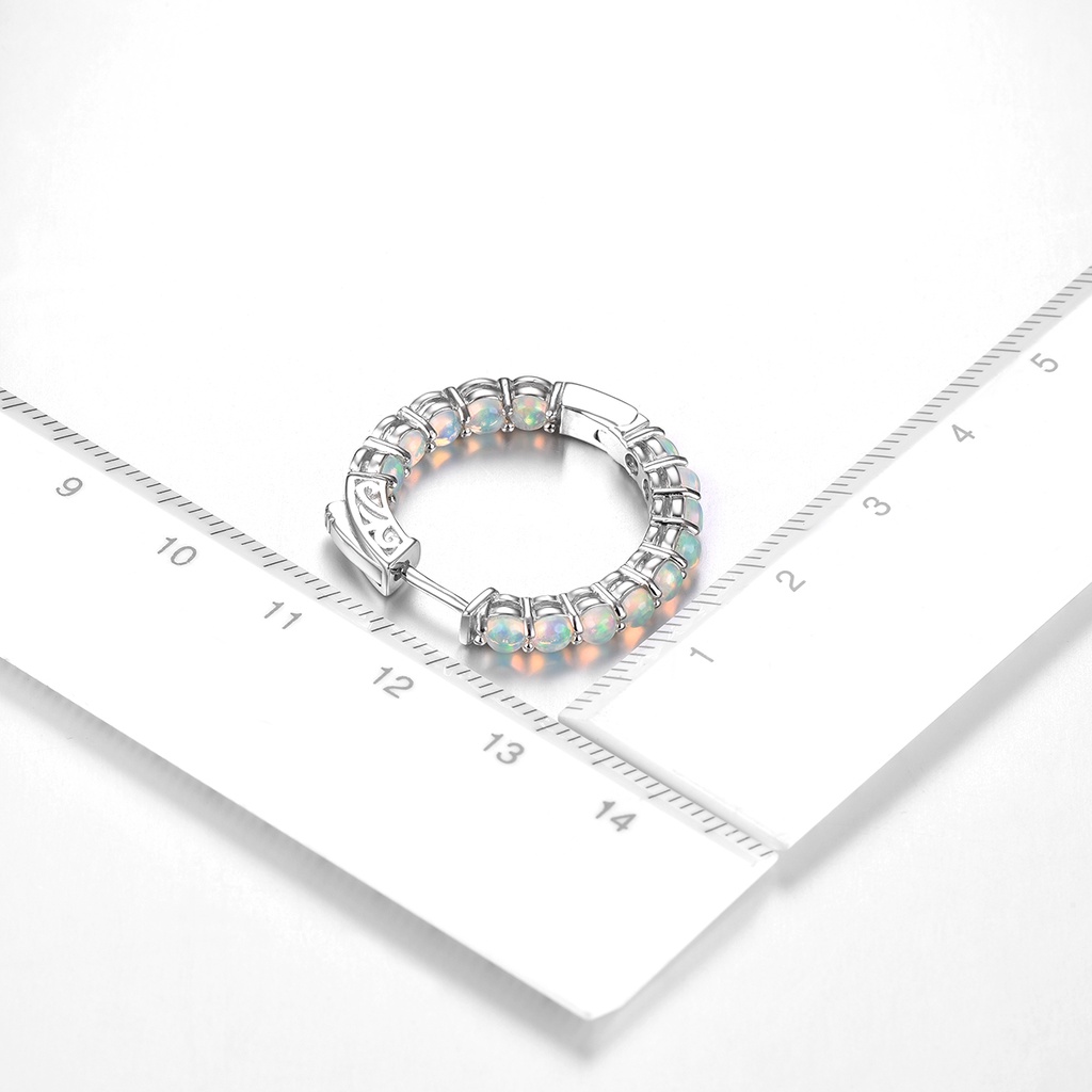 Khuyên Tai Bạc 2.3 Carats Opal Tự Nhiên Nhiều Màu Phong Cách Giáng Sinh Cho Nữ