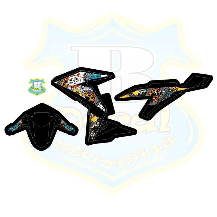 ( Quí khách vui lòng mang ra tiệm cho thợ dán ) Tem winner mèo thần tài đen 17