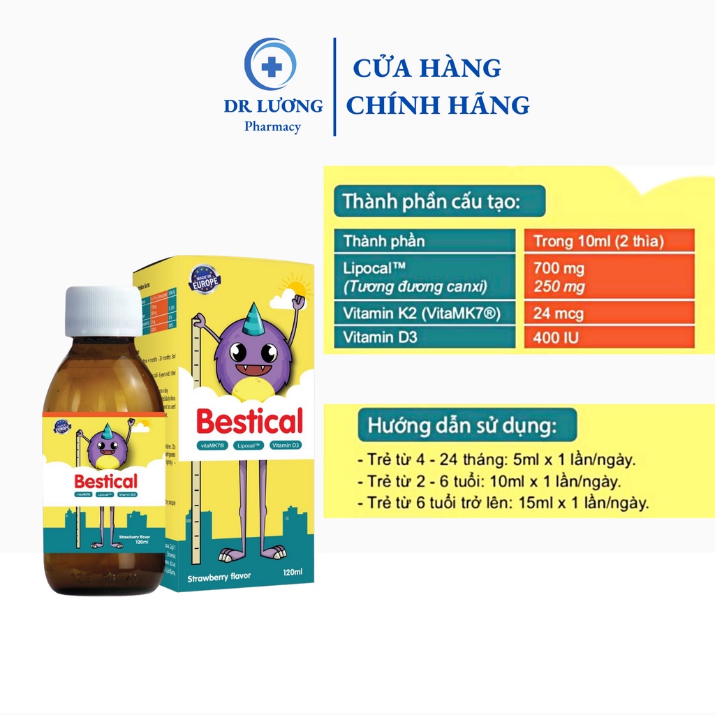 Bestical Bổ Sung Canxi, Vtamin D3 K2 Giúp Xương Và Răng Chắc Khỏe, Tăng Chiều Cao Cho Bé