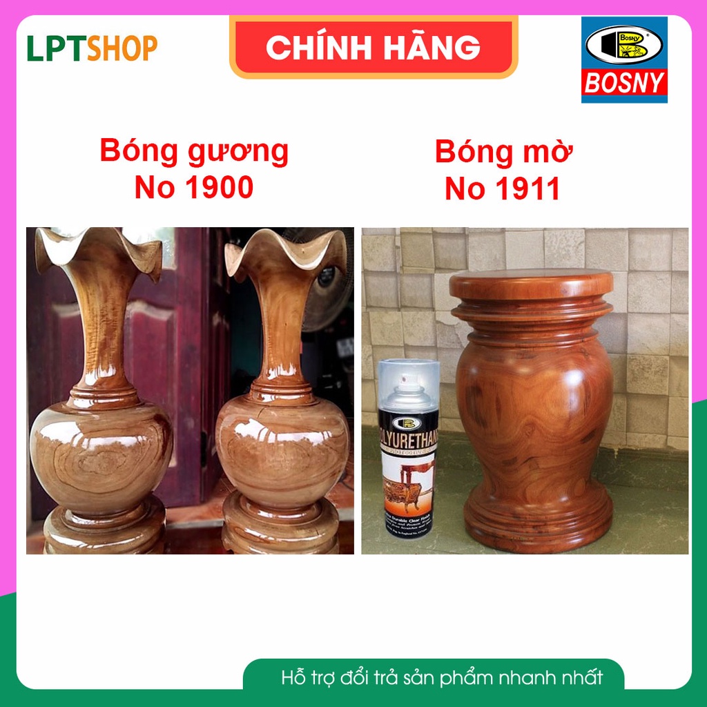 Sơn xịt bóng gỗ PU Polyurethane Bosny  - Nhập khẩu Thái Lan