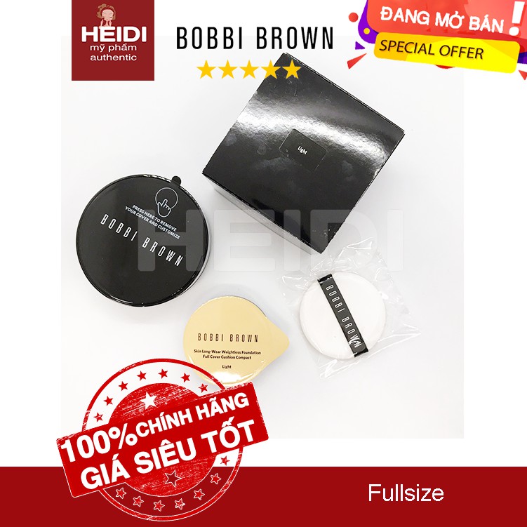 Phấn Nền Kiềm Dầu Lâu Trôi Bobbi Brown SPF 50 PA+++ Light Skin Longwear Weightless Foundation Full Cover Cushion Compact | BigBuy360 - bigbuy360.vn