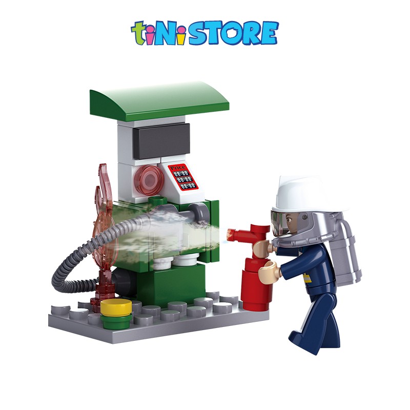 Đồ chơi lắp ráp sáng tạo lego tiNiToy xe cứu hỏa và trạm xăng 136 mảnh ghép YY652974