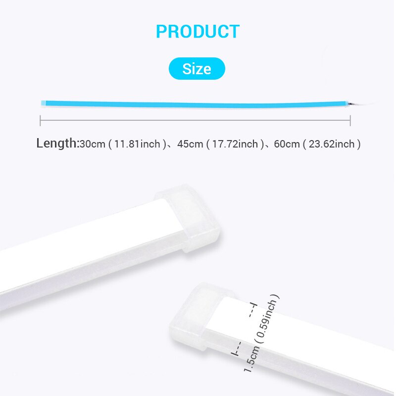 Bộ 2 Dây Đèn Led Mí Ô Tô Tích Hợp Xi Nhan Nháy Đuổi 30cm 45cm 60cm Silicon Chống Nước