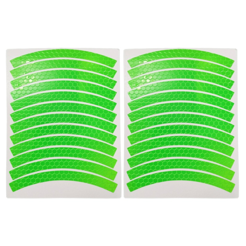 Set 24 miếng dán trang trí viền bánh xe máy màu dạ quang