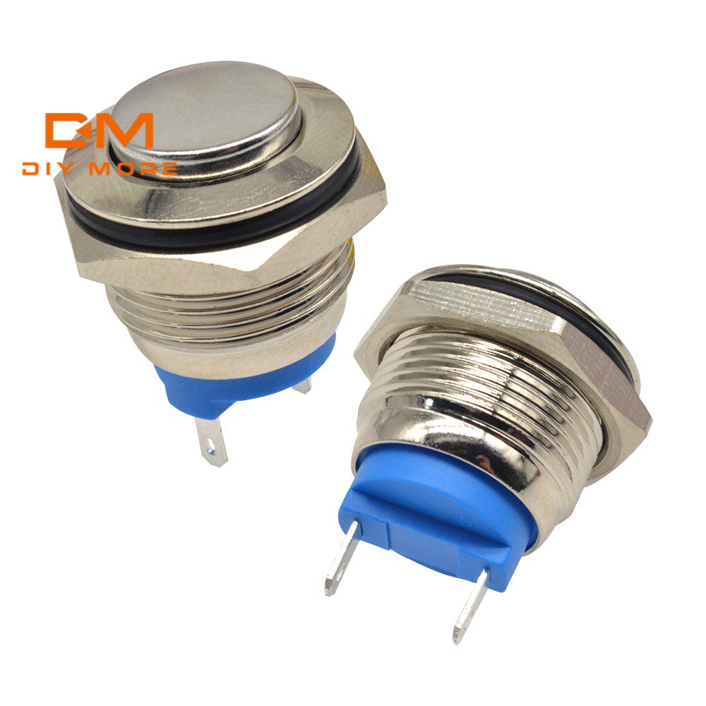 DIYMORE Công tắc nút nhấn 16MM 250V 5A bằng thép không gỉ chuyên dụng cho xe hơi