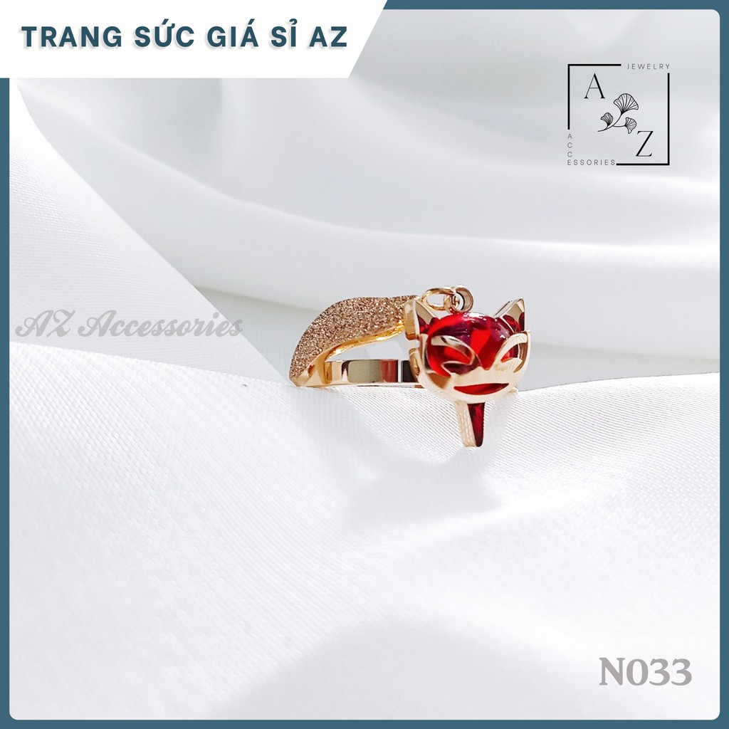 nhẫn titan hồ ly hột đỏ