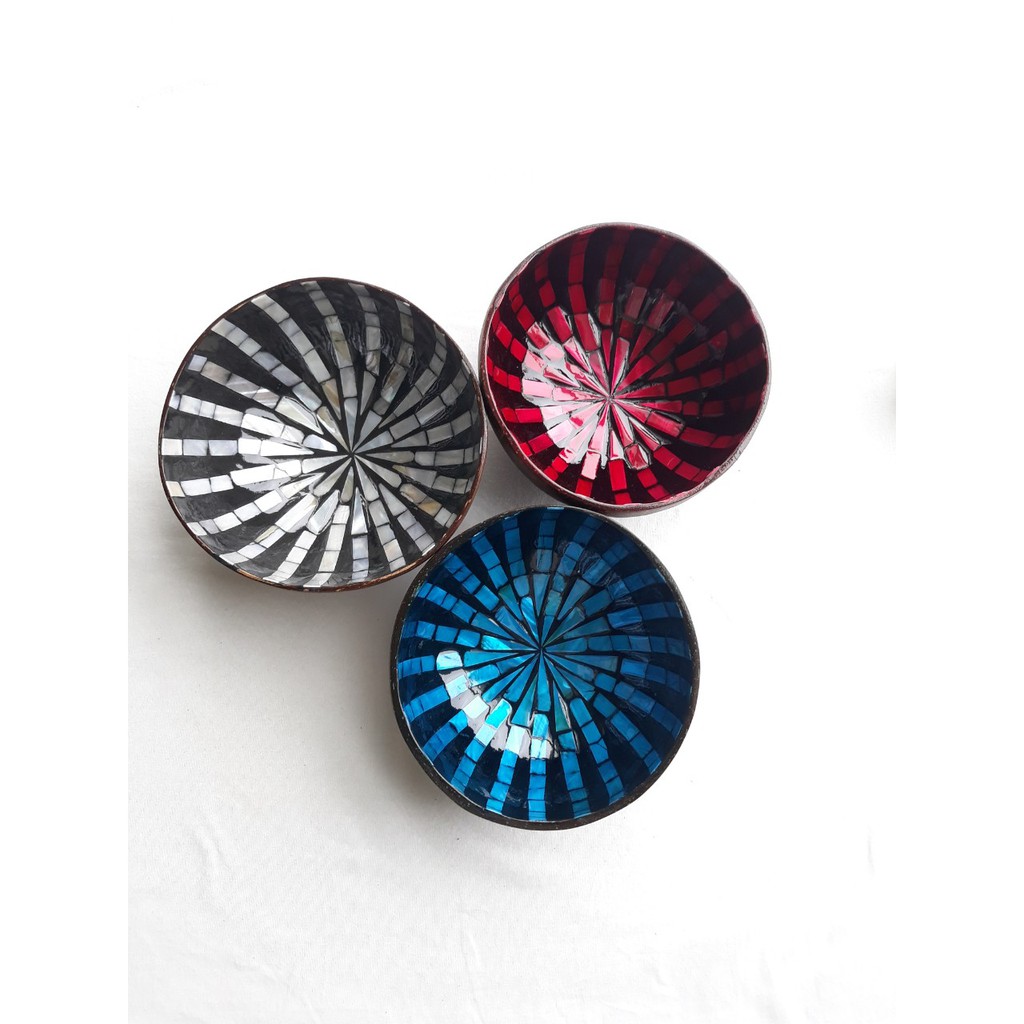 BÁT GÁO DỪA KHẢM TRAI NGHỆ THUẬT, bát dừa ăn salad, bát dừa decor trang trí