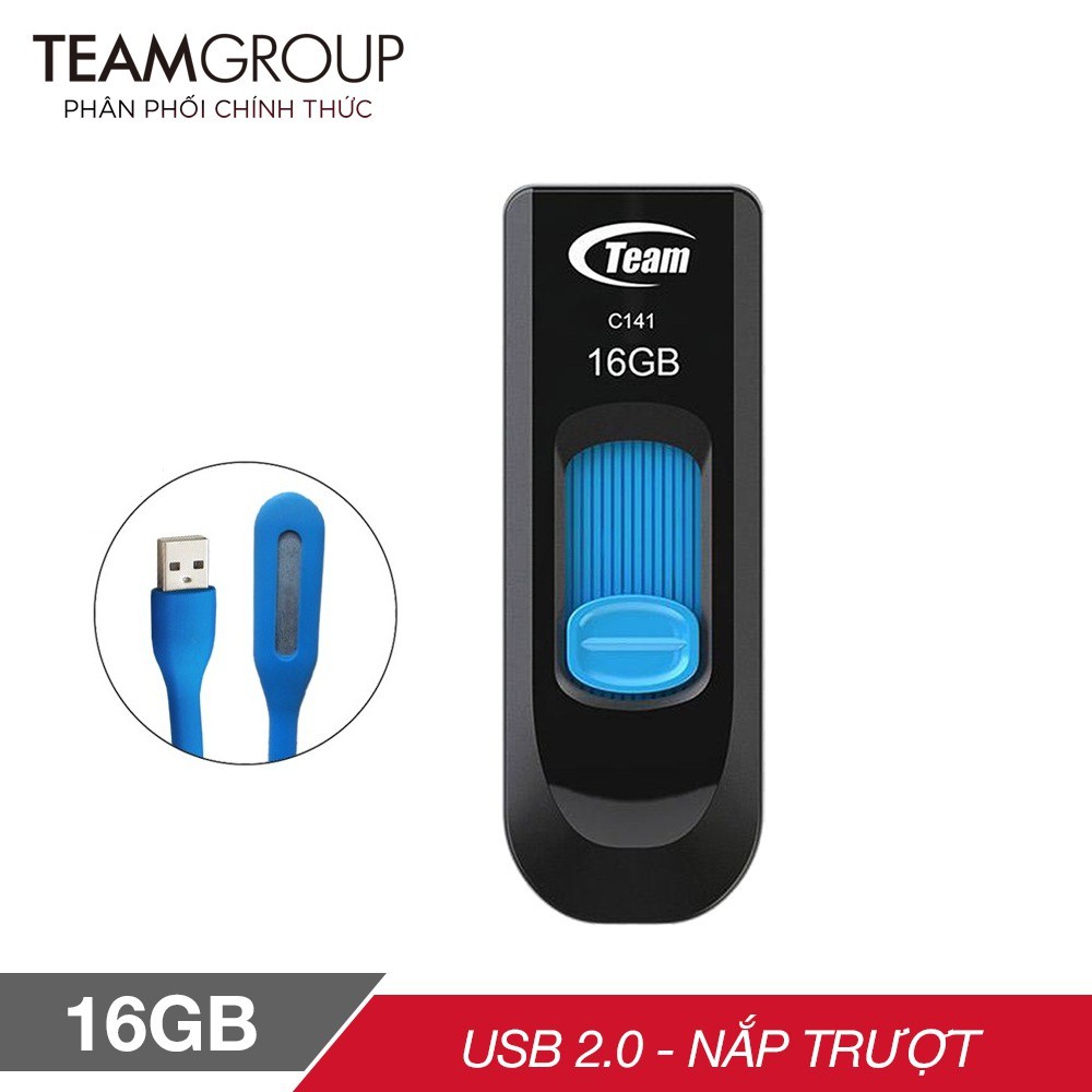 USB 2.0 Team Group INC C141 16GB tặng đèn LED USB - Hãng phân phối chính thức
