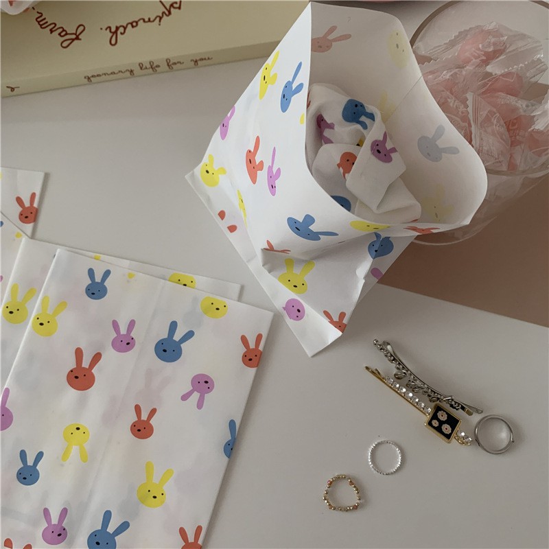 Set 5 túi giấy đựng quà thỏ sắc màu
