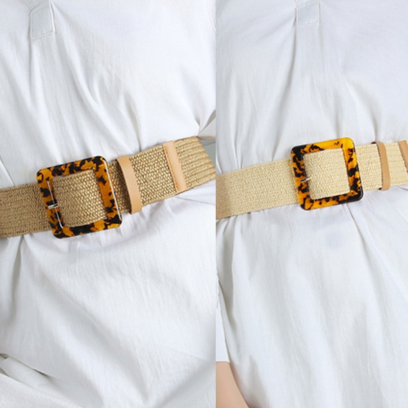 Thắt Lưng Rơm Đan Khóa Cài Trang Trí Đầm Jean Cho Nữ