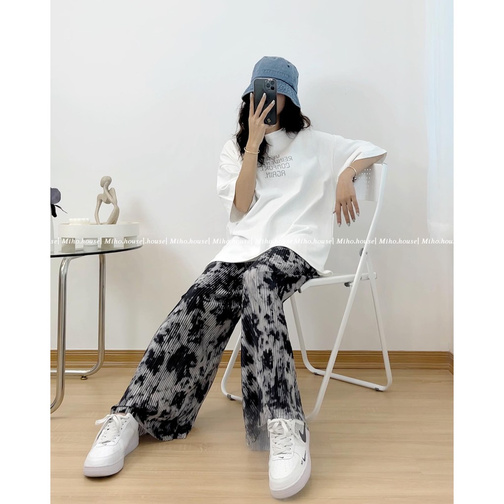 (FRREESHIP) Quần ống rộng loang xám quảng châu cao cấp