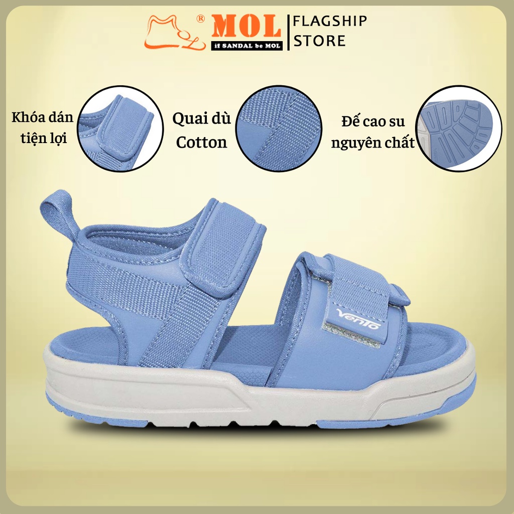 Giày Sandal Vento Nữ 2 Quai Ngang Êm Bền Đi Học Đi Làm Đi Du Lịch Màu Xanh Dương Mã NV10026