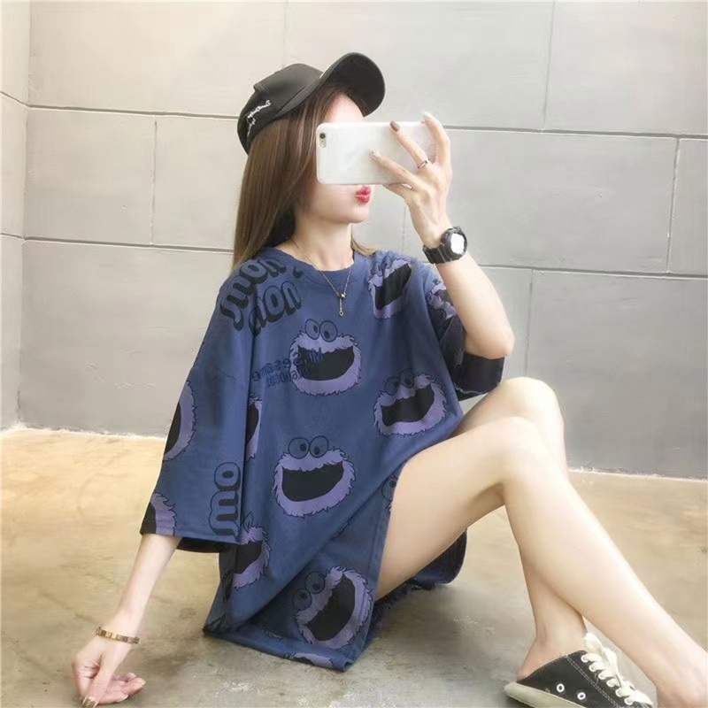 Áo Thun Nữ Tay Ngắn Dáng Rộng In Hình Động Vật Dễ Thương