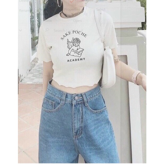 Áo Croptop Thiên Thần Chất Thun Bozip Cotton Co Giãn Tốt Mền Mịn Không Xù Giá Siêu Rẻ Cực Ôm Body