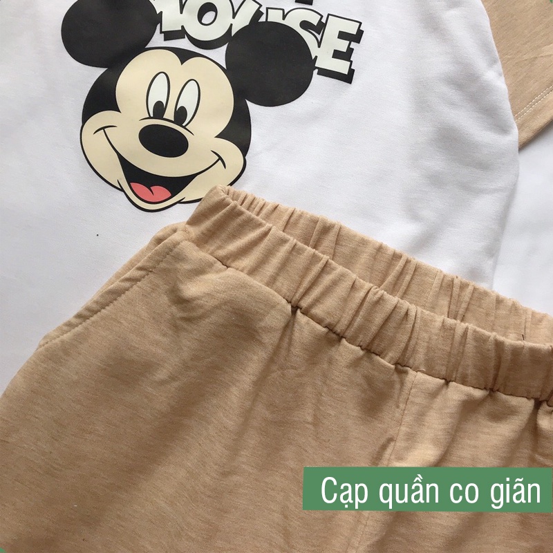 Bộ Mặc nhà Nữ Set Bộ Tay Ngắn Quần Đùi Họa Tiết Mickey Sắc Nét Chất Thun Coton Mềm Dễ Thương Mặc Nhà Thoải Mái