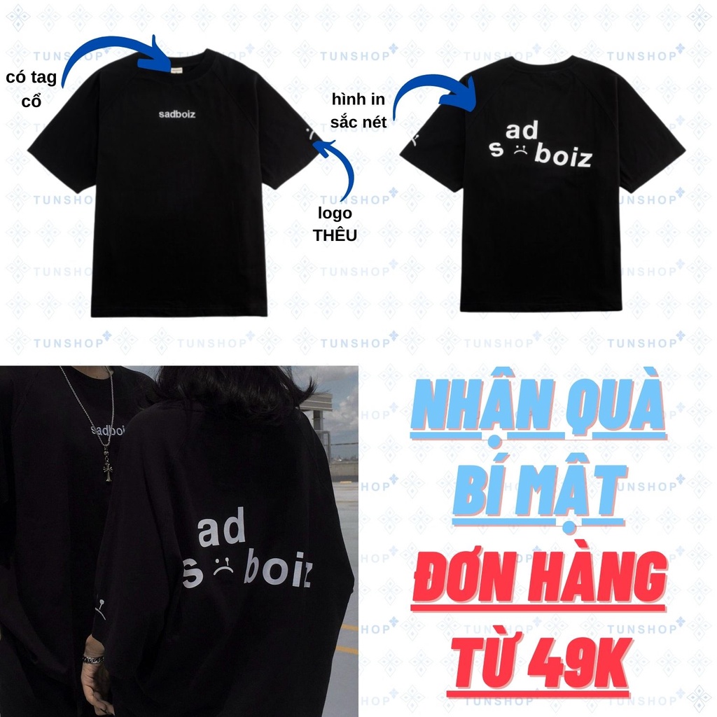 Áo Thun Sad Boiz Signature Hình Thêu Mặt Buồn Nam Nữ Sadboiz Full Tag TUN SHOP