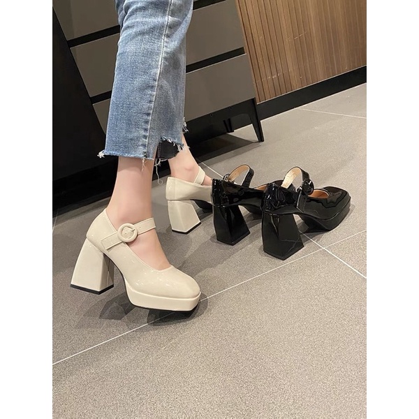 ( SẴN LẺ SIZE - IB SHOP TRƯỚC  B12 _ Giày lolita cao gót mũi vuông kiểu dáng trẻ trung , năng động