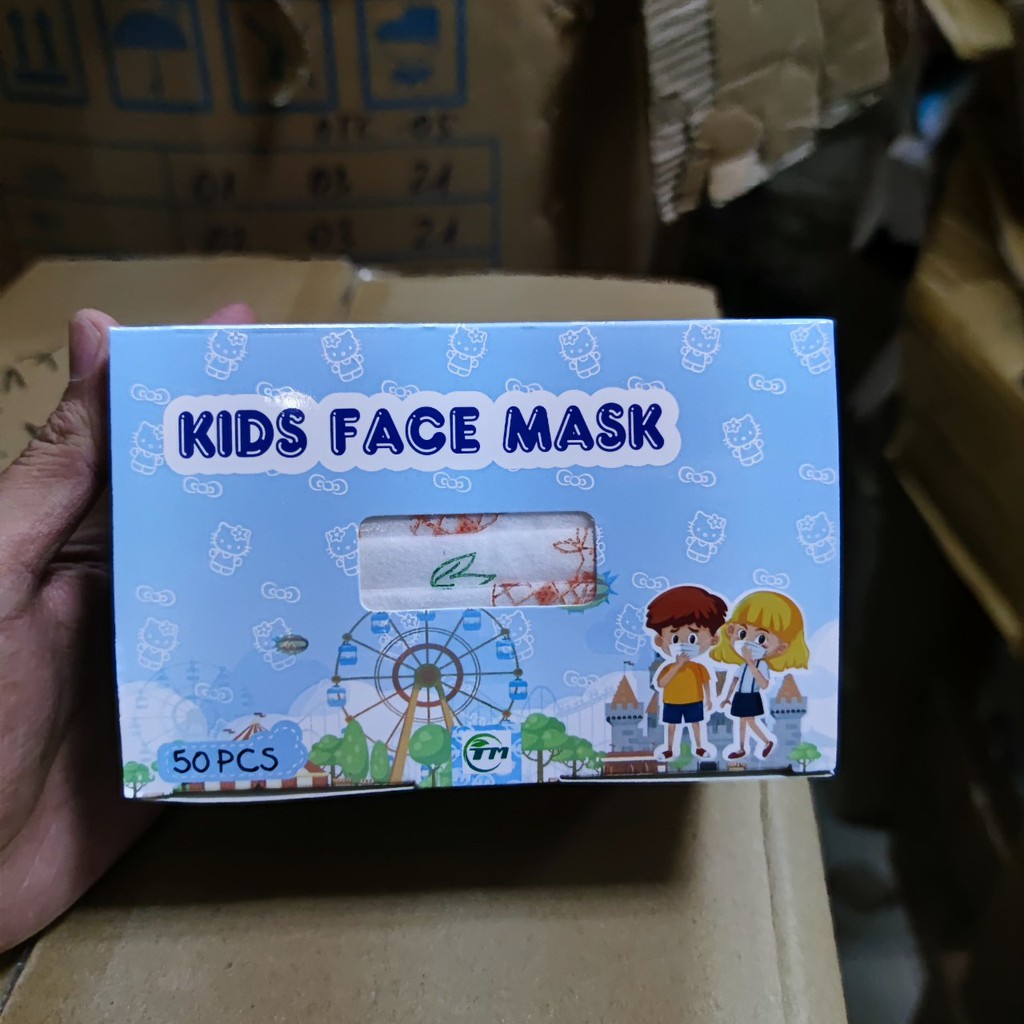 Khẩu trang trẻ em, hình dễ thương, quai đeo không đau tai,  khẩu trang Boniboni vàTrường Mạnh ( 50 chiếc )-  Soleil shop