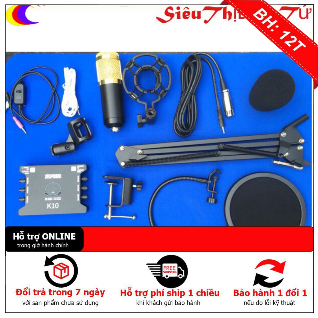 [ HÀNG CHẤT LƯỢNG] COMBO MICRO THU ÂM BM800 SOUND CARD XOX K10 CHÂN MÀNG LỌC DÂY MA2 Tặng Tai nghe - Giá tốt nhất miền n