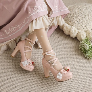 Giày cao gót đế dày phong cách lolita thời trang cho nữ