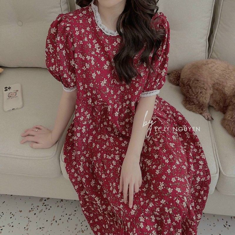 ĐẦM BBD HOA ĐỎ VIỀN REN🌸VIDEO THẬT SHOP QUAY BBD1710